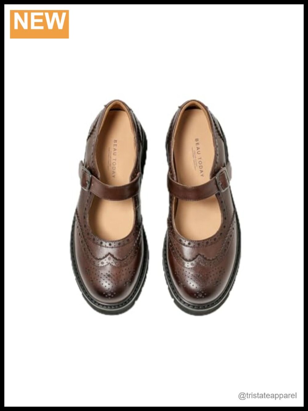 Genuine Calfskin Mary Jane Oxfords Wingtip Brogue Comfort Leather Non-Slip